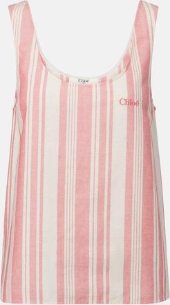 Chloé Chloé Top in cotone a righe con logo