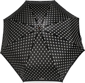 Moschino Foldable Umbrella With Monogram, Unisex, Black