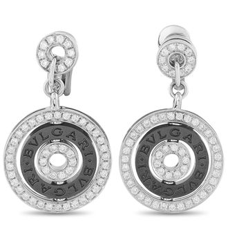 Bulgari Astrale 18K White Gold Diamond and Ceramic Earrings BV17-050426