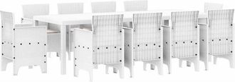 vidaXL Conjunto De Comedor De Jard&iacute;n 11 Pcs Blanco Ratan Polt Vidaxl