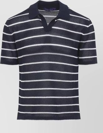 Ralph Lauren Purple Label short sleeve knit striped polo shirt