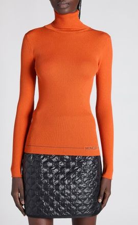 Moncler Virgin Wool Turtleneck Sweater in Vibrant Orange at Nordstrom, Size Xx-Small