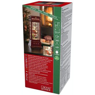 Konstsmide led Snow Globe Lantern Santa Telefono Box, Lanterna riempita di acqua/Acqua Spinner/Indoor (IP20) 5 ore Timer/Batteria: 3xC 1.5V