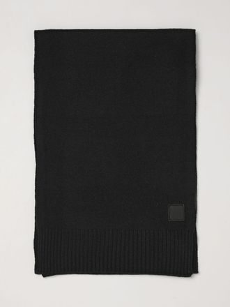 HUGO BOSS Sciarpa rettangolare in lana e cotone con bordi a costine e logo