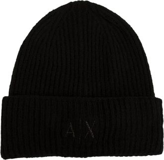 A|X Armani Exchange Elegant vrouwensjaalset in zwart - Dames - Hoeden - Zwart - ONE Size - Wol - Accessoires