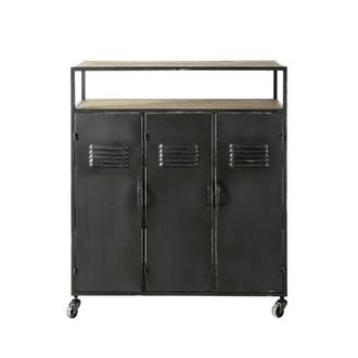 Maisons du monde Mueble bar industrial con ruedas de metal gris antracita