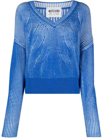 Moschino Dames, Truien, Blauw, Maat: XS Wol