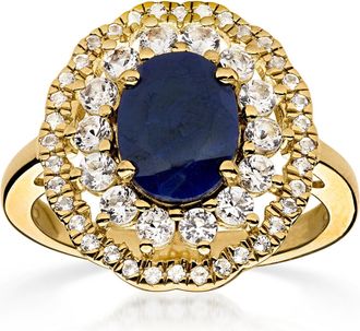 Ross-Simons Sapphire and White Topaz Ring in 18kt Gold Over Sterling