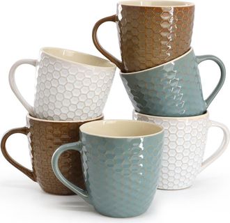 Elama Honey Bee 6-Piece 15 oz. Mug Set in White at Nordstrom