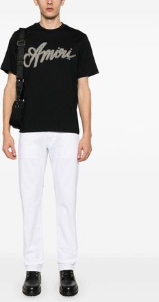 Amiri Mens Script Logo T-Shirt in Black Cotton - Size Small