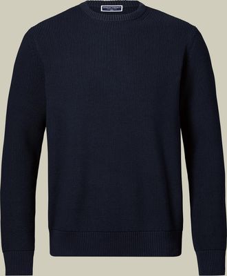 CHARLES TYRWHITT Cotton Rib Crew Neck Jumper - Navy Size XL by Charles Tyrwhitt