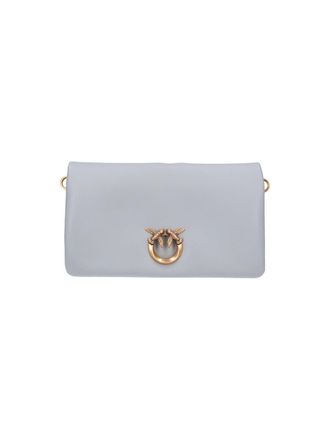 Pinko Grey Love Click Calf Leather Bag