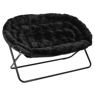 Flash Furniture Contemporary Double Saucer Chair, Black Fabric/Black Frame