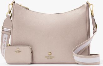 Kate Spade New York Womens Emma Pebbled Leather Large Crossbody - Taupe - One Size