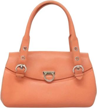 Ferragamo Tweedehands leren handtassen - Dames - Vintage Handtas - Oranje - ONE Size - Leer - Vintage