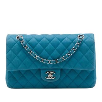 Chanel Pre-owned Vintage Double Flap Shoulder Bag - Dames - Pre-owned - Blauw - Maat: ONE Size Leer