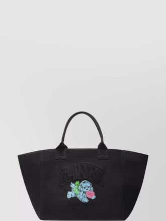 Ganni large tote bag featuring dog graphic