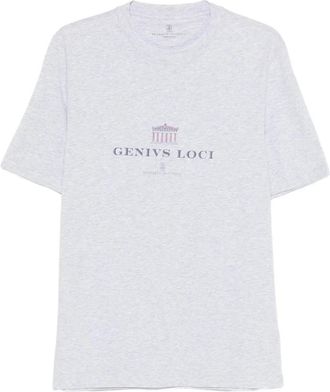 Brunello Cucinelli Genius Loci Bedruikt T-shirt - Heren - T-shirts - Grijs - L - Katoen - Tops