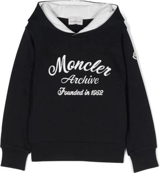 Moncler Kids Sweatshirts, male, Black, 6 Y, Navy Blue Hoodie Jumper