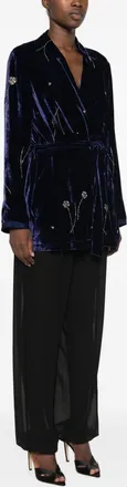 Forte_Forte Embroidered Velvet Blazer - Navy