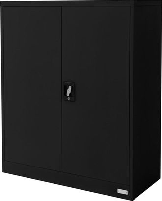 ML Design Archivador de oficina negro con 3 estantes regulables 90x40x109cm