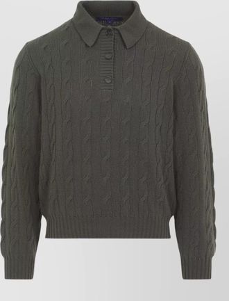 Ralph Lauren Collection cable knit cashmere polo sweater