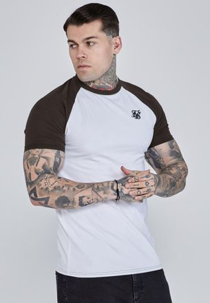 Siksilk Mens White,Brown Raglan T-Shirt XXL