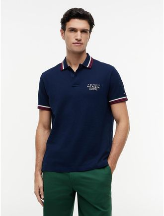 Tommy Hilfiger Mens Regular Fit Tipped Smooth Cotton Polo - Navy - XXL