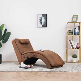 vidaXL Vidaxl Sdraio Massaggiante Con Cuscino Marrone Similpelle