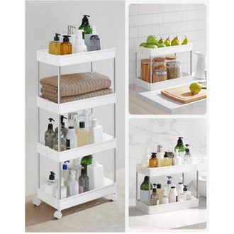 Trade Shop Trade Shop - Carrito De Almacenamiento De 4 Niveles Con Ruedas De Cocina Hoja De Venta Space Bath Office