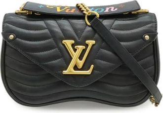 Louis Vuitton Pre-owned New Wave Chain Bag MM Leather - unisex - Vintage Schoudertas - Zwart - ONE Size - Leer - Vintage