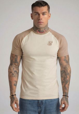 Siksilk Mens Ecru,Stone Raglan T-Shirt XXL