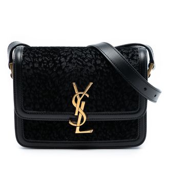 Saint Laurent Pre-owned Womens Small Velvet Solferino Satchel In Box - Black Textile - One Size
