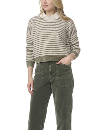 Splendid Lucy Stripe Sweater In Green Spruce Pale Oak