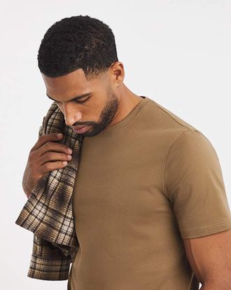 Jacamo Crew Neck T-Shirt Long - Beige