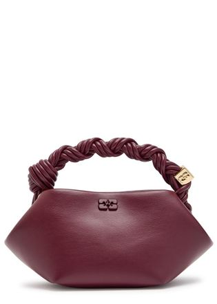 Ganni Bou Mini Leather top Handle bag - Burgundy - One Size