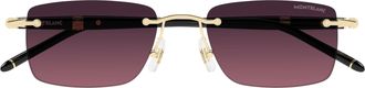 Montblanc Rectangular Rimless Sunglasses with Gradient Purple Lenses