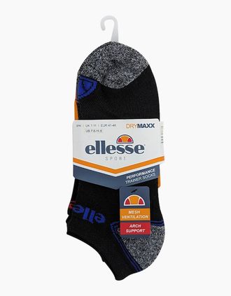 Ellesse Mens ELLESSE Mens Low Cut Socks 3 Pack Regular Soft Cotton Gym Sports Trainer Socks - Black - Size: 7/7.5/8/8.5/9/9.5/10/10.5/11