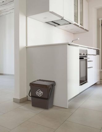 Dmora Papelera De Polipropileno Para Colecci&oacute;n Separada, Contenedor De Residuos 30l, 100% Made In Italy, 40x31h39 Cm, Color Marr&oacute;n - Dmora