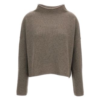 Lisa Yang Rolled Mock-neck Cashmere Jumper - female - Lisa Yang - Cashmere Knitwear - Beige - XS - Knitwear