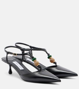 Jimmy Choo London Lauri embellished leather slingback pumps