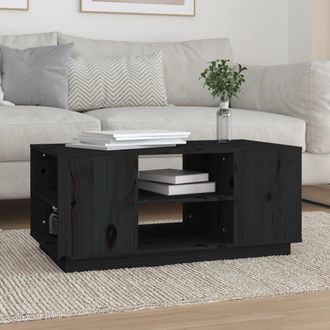 vidaXL Vidaxl - Mesa De Centro De Madera Maciza De Pino Negro 90x49x40,5 Cm