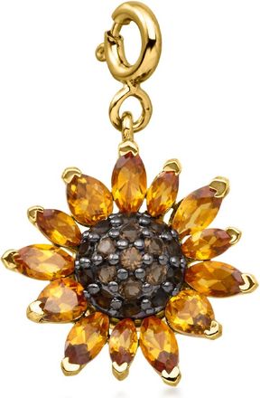 Ross-Simons Citrine and. Smoky Quartz Sunflower Charm in 18kt Gold Over Sterling