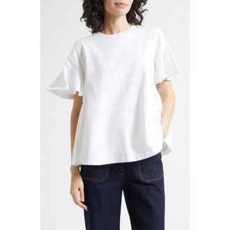 Cinq &agrave; Sept Jane Ruffle Sleeve T-Shirt in White at Nordstrom, Size X-Small