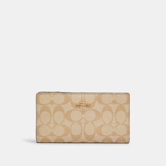 Coach Slim Zip Wallet In Signature Canvas