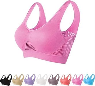Generic Resonance Bra, Breathable Cool Liftup Air Bra, Anti-Sagging Lifting Wireless Push-Up Sports Bras (Pink,XL)
