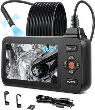 OEM Endoscopio De Triple C&aacute;mara Con Pantalla Ips, C&aacute;mara De Inspecci&oacute;n Con Pantalla Dividida, Sonda De 8 Mm, Cable De 5 M, Bater&iacute;a 3000 Mah, Luces Led, 32