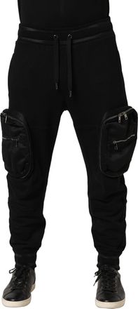 Dolce & Gabbana Mens Black Mid Waist Cargo Jogger Sweatpants Pants Cotton Nylon Polyester