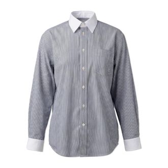 Sporty & Rich Overhemden, Dames, Grijs, M, Katoen, SRC Oversized Shirt