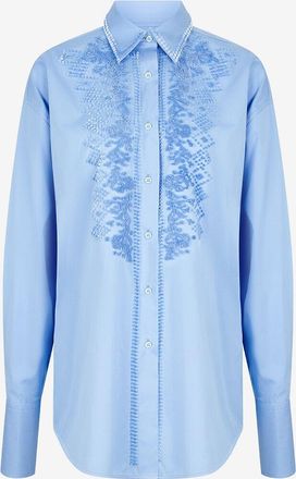 Ermanno Scervino Oversize-Popelinehemd mit Samtmotiven